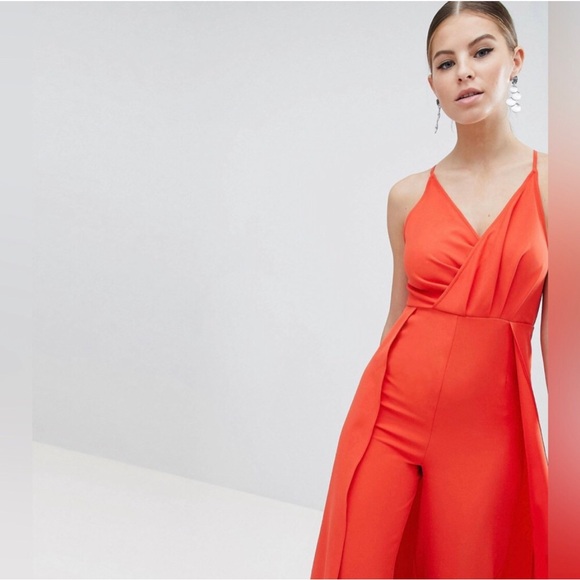 ASOS Draped bodice jumpsuit with wide legs and skirt overlay size 14 - Picture 4 of 7